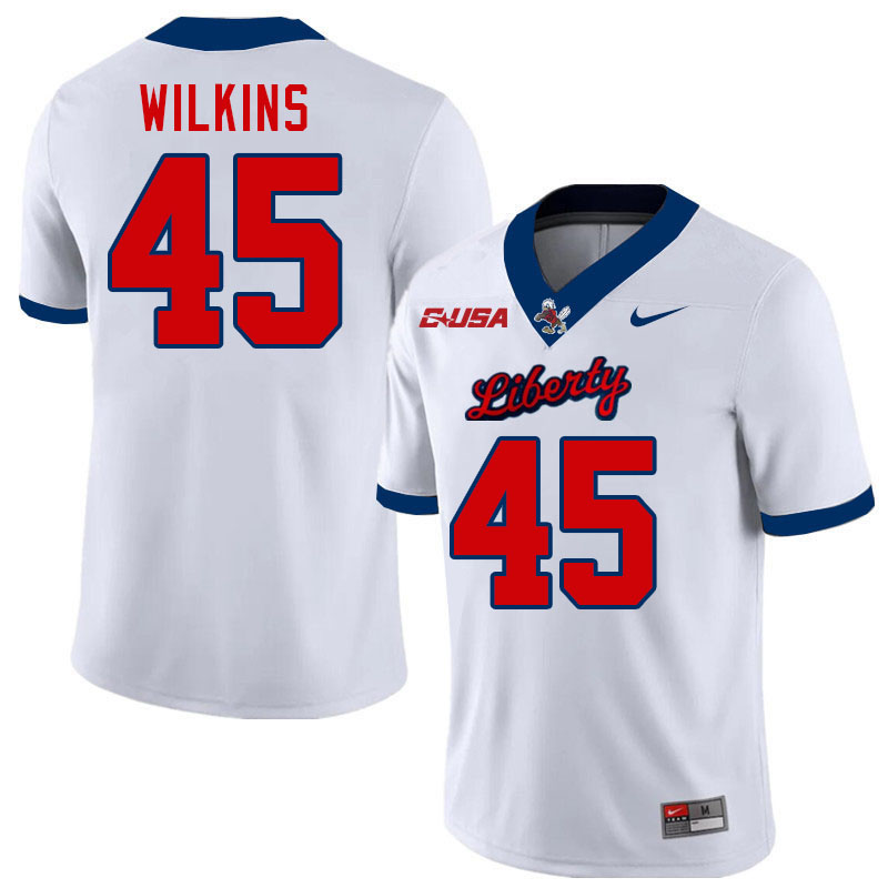 Liberty Flames #45 Ryan Wilkins College Football Jerseys Stitched-White